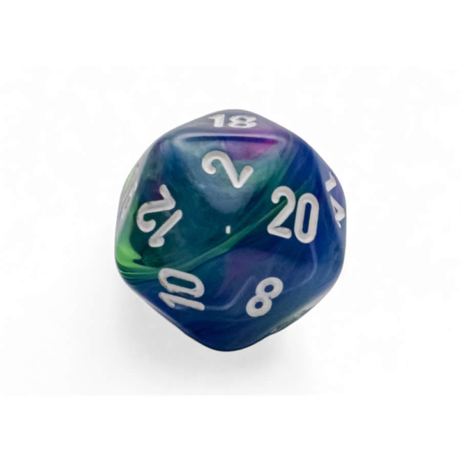 WCXLF2066E2 Waterlily Festive Mega-Hedral with White Colored Numbers 20mm (25/32in) D20 Pack of 2 (ONLINE ORDER ONLY)
