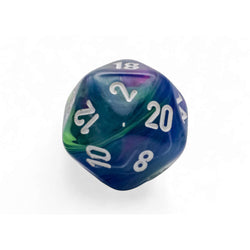 WCXLF2066E2 Waterlily Festive Mega-Hedral with White Colored Numbers 20mm (25/32in) D20 Pack of 2 (ONLINE ORDER ONLY)