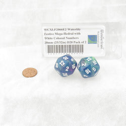 WCXLF2066E2 Waterlily Festive Mega-Hedral with White Colored Numbers 20mm (25/32in) D20 Pack of 2 (ONLINE ORDER ONLY)