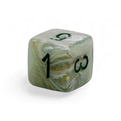 WCXLM0695E2 Green Marble Colored Mega-Hedral with Dark Green Numbers 20mm (25/32in) D6 Pack of 2 (ONLINE ORDER ONLY)