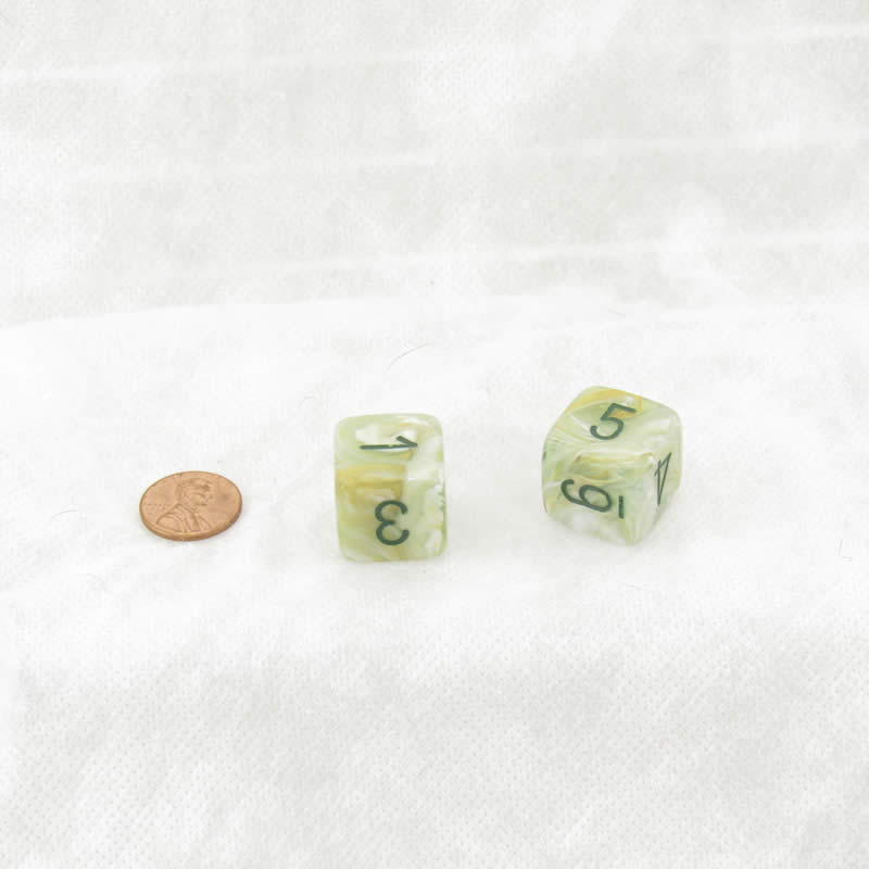 WCXLM0695E2 Green Marble Colored Mega-Hedral with Dark Green Numbers 20mm (25/32in) D6 Pack of 2 (ONLINE ORDER ONLY)