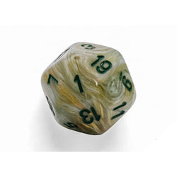 WCXLM2095E2 Green Marble Colored Mega-Hedral with Dark Green Numbers 20mm (25/32in) D20 Pack of 2 (ONLINE ORDER ONLY)