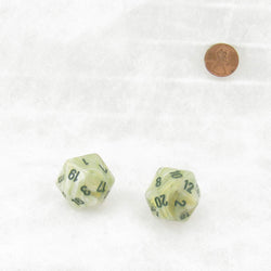 WCXLM2095E2 Green Marble Colored Mega-Hedral with Dark Green Numbers 20mm (25/32in) D20 Pack of 2 (ONLINE ORDER ONLY)