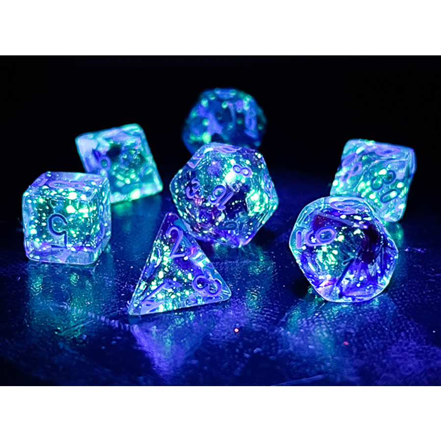 WCXLN0657E2 Nocturnal Nebula Mega-Hedral with Turquoise Colored Numbers 20mm (25/32in) D6 Pack of 2 (ONLINE ORDER ONLY)