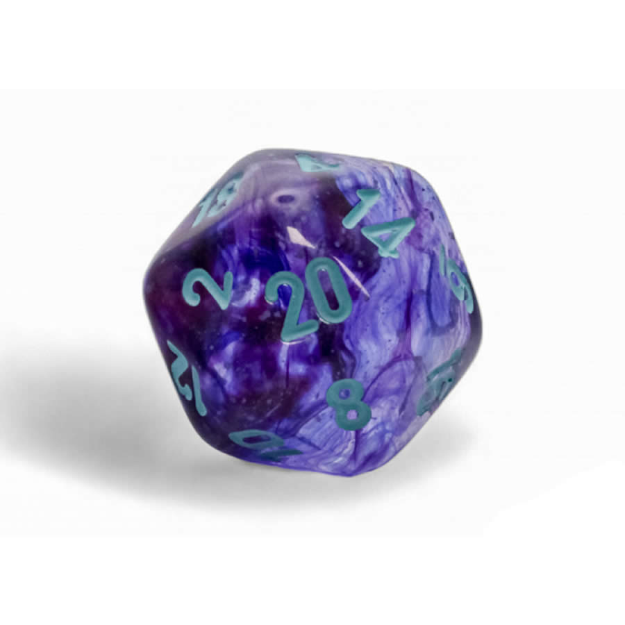 WCXLN2057E2 Nocturnal Nebula Mega-Hedral with Turquoise Colored Numbers 20mm (25/32in) D20 Pack of 2 (ONLINE ORDER ONLY)