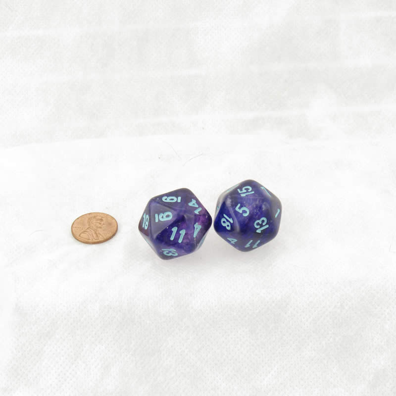 WCXLN2057E2 Nocturnal Nebula Mega-Hedral with Turquoise Colored Numbers 20mm (25/32in) D20 Pack of 2 (ONLINE ORDER ONLY)