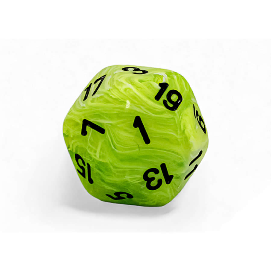 WCXLV2000E2 Bright Green Vortex Mega-Hedral with Black Colored Numbers 20mm (25/32in) D20 Pack of 2 (ONLINE ORDER ONLY)