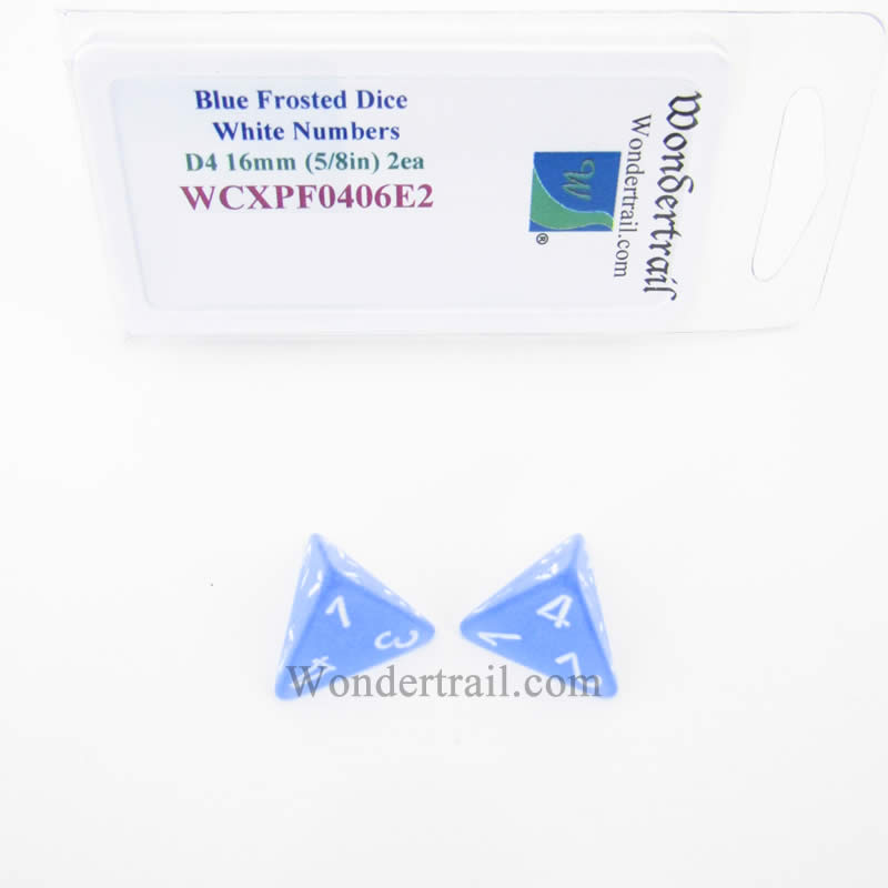 WCXPB0406E2 Sky Blue Borealis Dice White Numbers D4 16mm Pack of 2 (ONLINE ORDER ONLY)