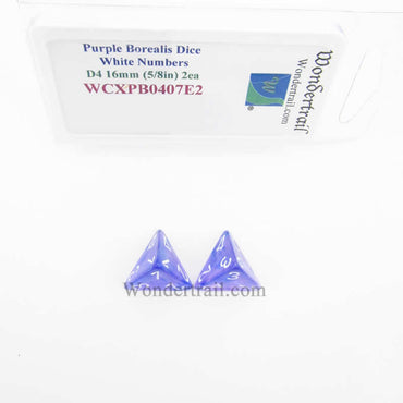 WCXPB0407E2 Purple Borealis Dice White Numbers D4 16mm Pack of 2 (ONLINE ORDER ONLY)
