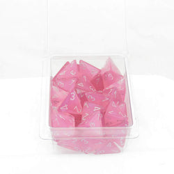 WCXPB0484E50 Pink Borealis Dice Luminary Silver Numbers D4 16mm Pack of 50 (ONLINE ORDER ONLY)