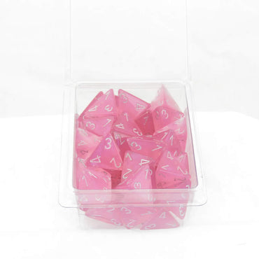 WCXPB0484E50 Pink Borealis Dice Luminary Silver Numbers D4 16mm Pack of 50 (ONLINE ORDER ONLY)