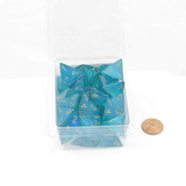 WCXPB0485E50 Teal Borealis Dice Luminary Gold Numbers D4 16mm Pack of 50 (ONLINE ORDER ONLY)