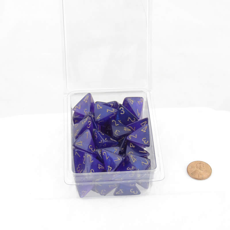 WCXPB0487E50 Royal Purple Borealis Dice Luminary Gold Numbers D4 16mm Pack of 50 (ONLINE ORDER ONLY)
