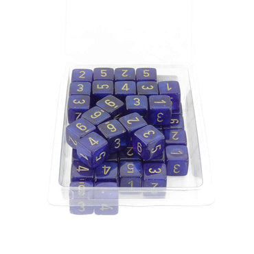 WCXPB0687E50 Royal Purple Borealis Dice Luminary Gold Numbers D6 16mm Pack of 50 (ONLINE ORDER ONLY)