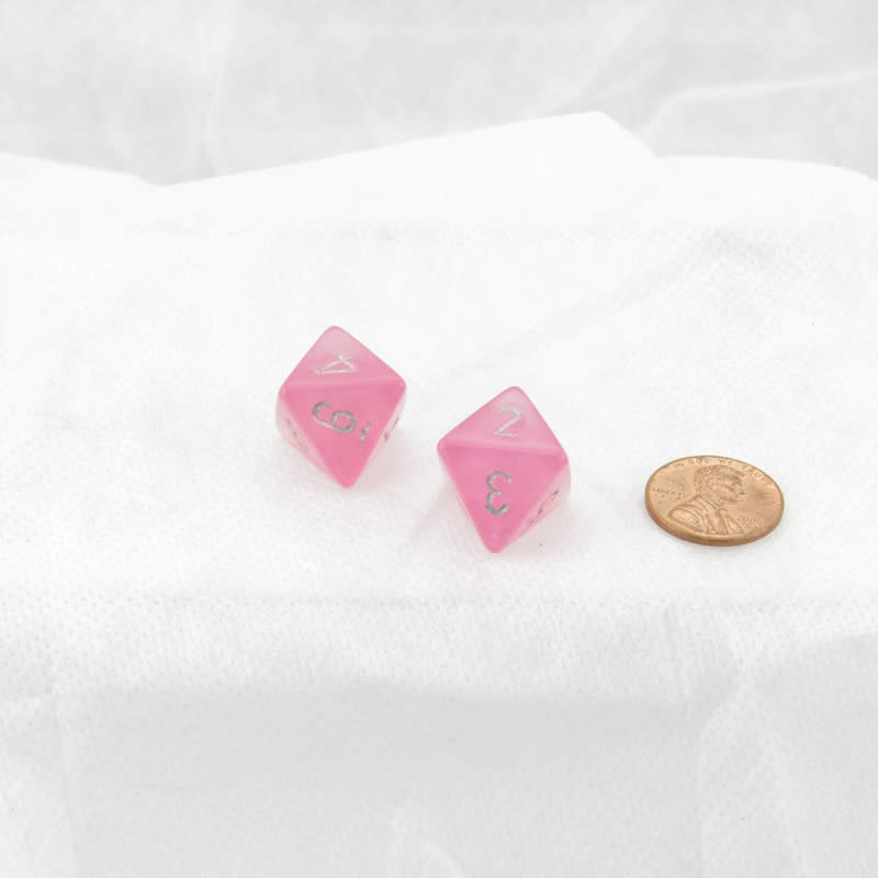 WCXPB0814E2 Pink Borealis Dice Silver Numbers D8 16mm Pack of 2 (ONLINE ORDER ONLY)