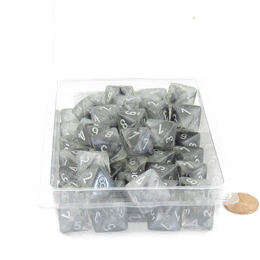 WCXPB0878E50 Light Smoke Borealis Dice Luminary Silver Numbers D8 16mm (5/8in) Pack of 50 (ONLINE ORDER ONLY)