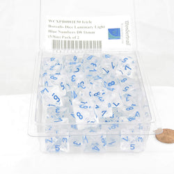 WCXPB0881E50 Icicle Borealis Dice Luminary Light Blue Numbers D8 Aprox 16mm Pack of 50 (ONLINE ORDER ONLY)