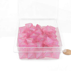 WCXPB0884E50 Pink Borealis Dice Luminary with Silver Numbers D8 Aprox 16mm Pack of 50 (ONLINE ORDER ONLY)