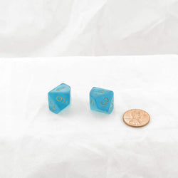 WCXPB1015E2 Teal Borealis Dice with Gold Numbers D10 Aprox 16mm (5/8in) Pack of 2 Wondertrail (ONLINE ORDER ONLY)