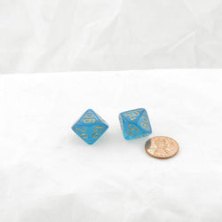 WCXPB1115E2 Teal Borealis Dice Gold Numbers D10 Tens 16mm Pack of 2 (ONLINE ORDER ONLY)