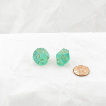 WCXPB1125E2 Light Green Borealis Dice Gold Numbers D10 Tens 16mm Pack of 2 (ONLINE ORDER ONLY)