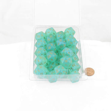 WCXPB2075E50 Light Green Borealis Dice Luminary Gold Numbers D20 Aprox 16mm (5/8in) Pack of 50 (ONLINE ORDER ONLY)