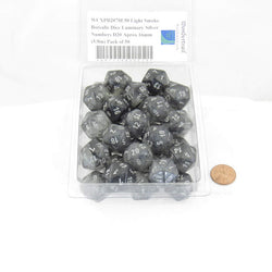 WCXPB2078E50 Light Smoke Borealis Dice Luminary Silver Numbers D20 Aprox 16mm (5/8in) Pack of 50 (ONLINE ORDER ONLY)