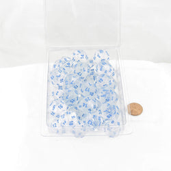 WCXPB2081E50 Icicle Borealis Dice Luminary Light Blue Numbers D20 Aprox 16mm (5/8in) Pack of 50 (ONLINE ORDER ONLY)