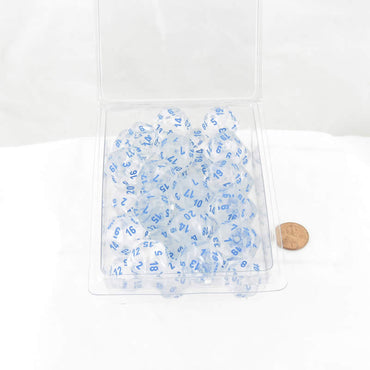 WCXPB2081E50 Icicle Borealis Dice Luminary Light Blue Numbers D20 Aprox 16mm (5/8in) Pack of 50 (ONLINE ORDER ONLY)