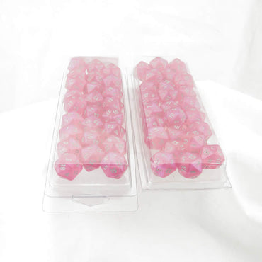 WCXPB2084E50 Pink Borealis Dice Luminary Silver Numbers D20 Aprox 16mm (5/8in) Pack of 50 (ONLINE ORDER ONLY)