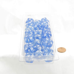 WCXPB2086E50 Sky Blue Borealis Dice Luminary with White Numbers D20 Aprox 16mm (5/8in) Pack of 50 (ONLINE ORDER ONLY)