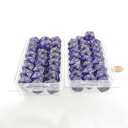 WCXPB2087E50 Royal Purple Borealis Dice Luminary with Gold Numbers D20 16mm (5/8in) Pack of 50 (ONLINE ORDER ONLY)