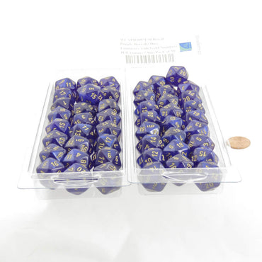 WCXPB2087E50 Royal Purple Borealis Dice Luminary with Gold Numbers D20 16mm (5/8in) Pack of 50 (ONLINE ORDER ONLY)