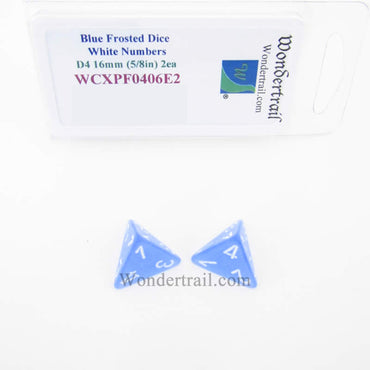 WCXPF0406E2 Blue Frosted Dice White Numbers D4 16mm Pack of 2 (ONLINE ORDER ONLY)
