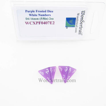 WCXPF0407E2 Purple Frosted Dice White Numbers D4 16mm Pack of 2 (ONLINE ORDER ONLY)