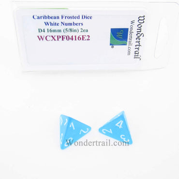 WCXPF0416E2 Caribbean Blue Frosted Dice White Numbers D4 16mm Pack of 2 (ONLINE ORDER ONLY)
