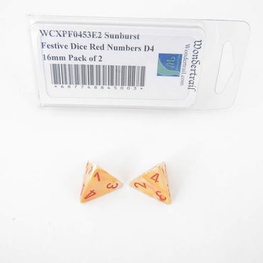 WCXPF0453E2 Sunburst Festive Dice Red Numbers D4 16mm Pack of 2 (ONLINE ORDER ONLY)
