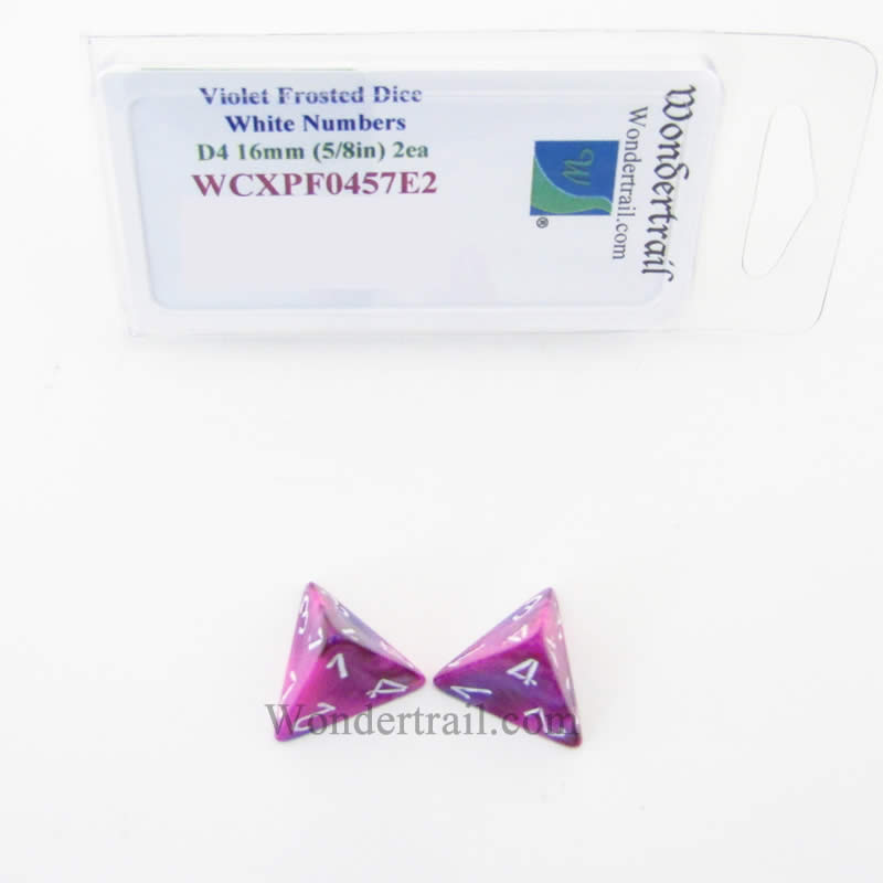 WCXPF0457E2 Violet Festive Dice White Numbers D4 16mm Pack of 2 (ONLINE ORDER ONLY)