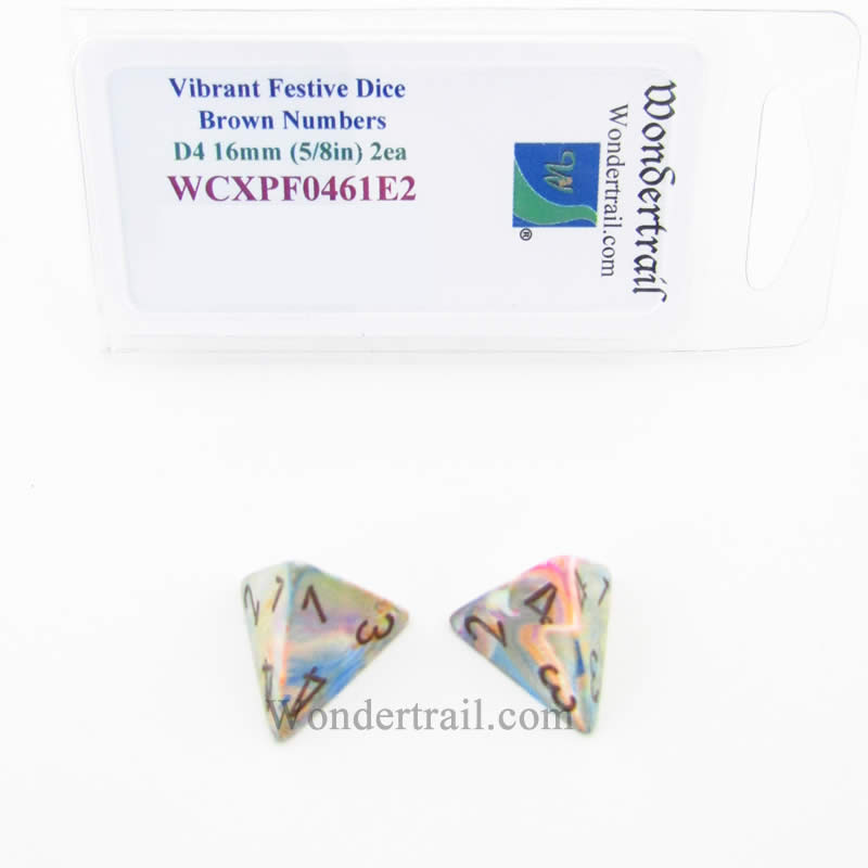 WCXPF0461E2 Vibrant Festive Dice Brown Numbers D4 16mm Pack of 2 (ONLINE ORDER ONLY)