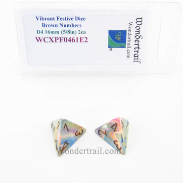 WCXPF0461E2 Vibrant Festive Dice Brown Numbers D4 16mm Pack of 2 (ONLINE ORDER ONLY)