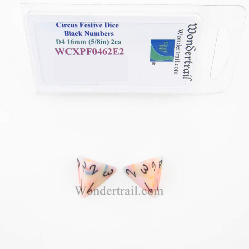 WCXPF0462E2 Circus Festive Dice Black Numbers D4 16mm Pack of 2 (ONLINE ORDER ONLY)