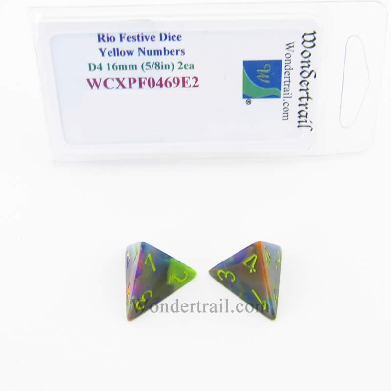 WCXPF0469E2 Rio Festive Dice Yellow Numbers D4 16mm Pack of 2 (ONLINE ORDER ONLY)