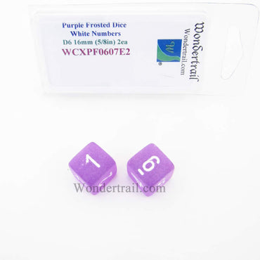 WCXPF0607E2 Purple Frosted Dice White Numbers D6 16mm Pack of 2 (ONLINE ORDER ONLY)