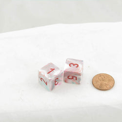 WCXPF0664RE2 Pop Art Festive Dice with Red Numbers D6 Aprox 16mm (5/8in) Pack of 2 (ONLINE ORDER ONLY)