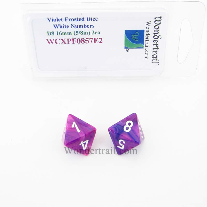 WCXPF0857E2 Violet Festive Dice White Numbers D8 16mm Pack of 2 (ONLINE ORDER ONLY)