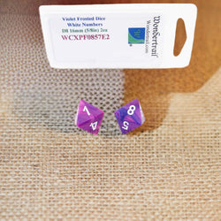 WCXPF0857E2 Violet Festive Dice White Numbers D8 16mm Pack of 2 (ONLINE ORDER ONLY)