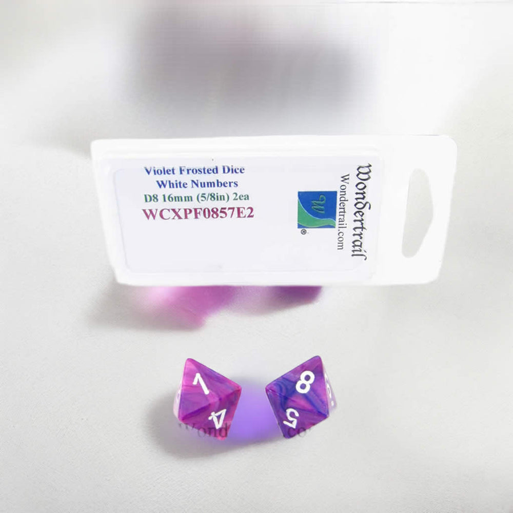 WCXPF0857E2 Violet Festive Dice White Numbers D8 16mm Pack of 2 (ONLINE ORDER ONLY)