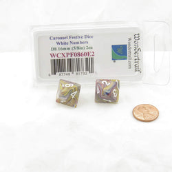 WCXPF0860E2 Carousel Festive Dice White Numbers D8 16mm Pack of 2 (ONLINE ORDER ONLY)