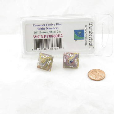 WCXPF0860E2 Carousel Festive Dice White Numbers D8 16mm Pack of 2 (ONLINE ORDER ONLY)