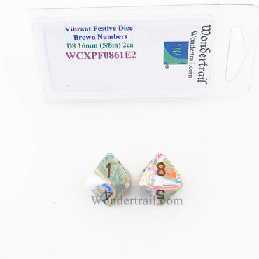WCXPF0861E2 Vibrant Festive Dice Brown Numbers D8 16mm Pack of 2 (ONLINE ORDER ONLY)